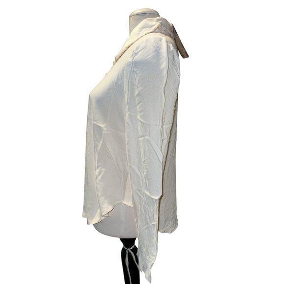 Band of the Free NWT Denise Cream Ruffle Collar Top Sz Medium Cream BOG Collect - Picture 14 of 14